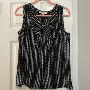 LOFT black and off white ruffle front top